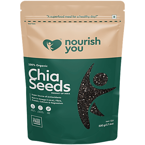 Nourish you Black Chia Seeds - Gluten Free, 500 g  High in Protein & Antioxidants, Gluten Free, Omega-3.
