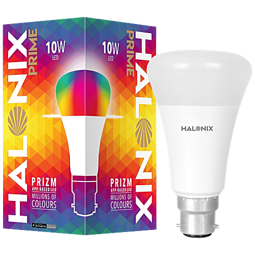 Halonix Prime Bluetooth Base B22 10-Watt Smart LED Bulb - Provides 16 Million Colours & Warm White/Neutral White/White Light, 1 pc