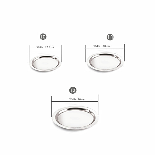 Neelam Neelam Stainless Steel Patila/Tope Set - Flat Bottom, With Lid (14 cm, 15.5 cm, 17 cm), 3 pcs (1.1 + 1.5 + 1.95 L) 