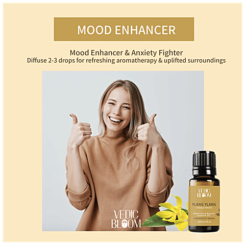 Vedic Bloom Ylang Ylang Essential Oil - 100% Pure & Natural, For Skin & Hair, 15 ml Glass Bottle 