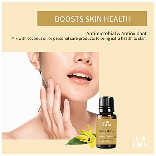 Vedic Bloom Ylang Ylang Essential Oil - 100% Pure & Natural, For Skin & Hair, 15 ml Glass Bottle 