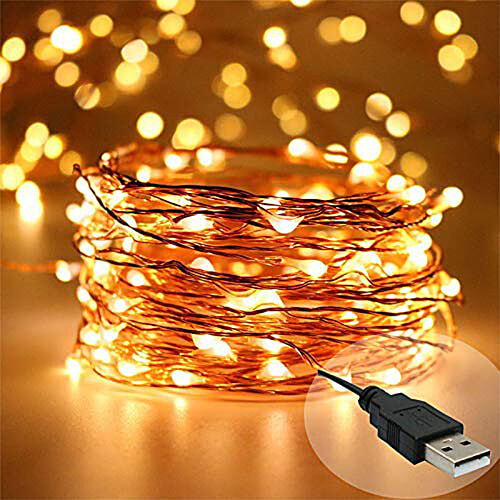 Lexton LED Yellow String Lights With USB - 5 m, 1 pc For Home Decor, Festive Decoration