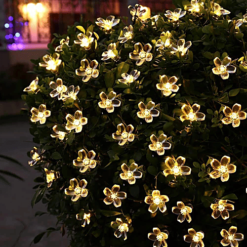 Lexton Flower-Shaped Fairy String Lights - LED, Energy Efficient, Long-Lasting, Warm White, 1 pc  