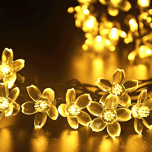 Lexton Flower-Shaped Fairy String Lights - LED, Energy Efficient, Long-Lasting, Warm White, 1 pc  
