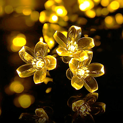 Lexton Flower-Shaped Fairy String Lights - LED, Energy Efficient, Long-Lasting, Warm White, 1 pc  