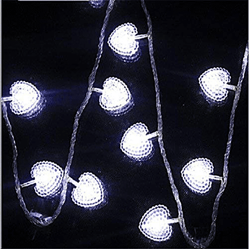 Lexton Heart-Shaped String 20 LED Lights - Energy Efficient, Long-Lasting, Warm White, 1 pc For Home Decor, Festive, Christmas, Party