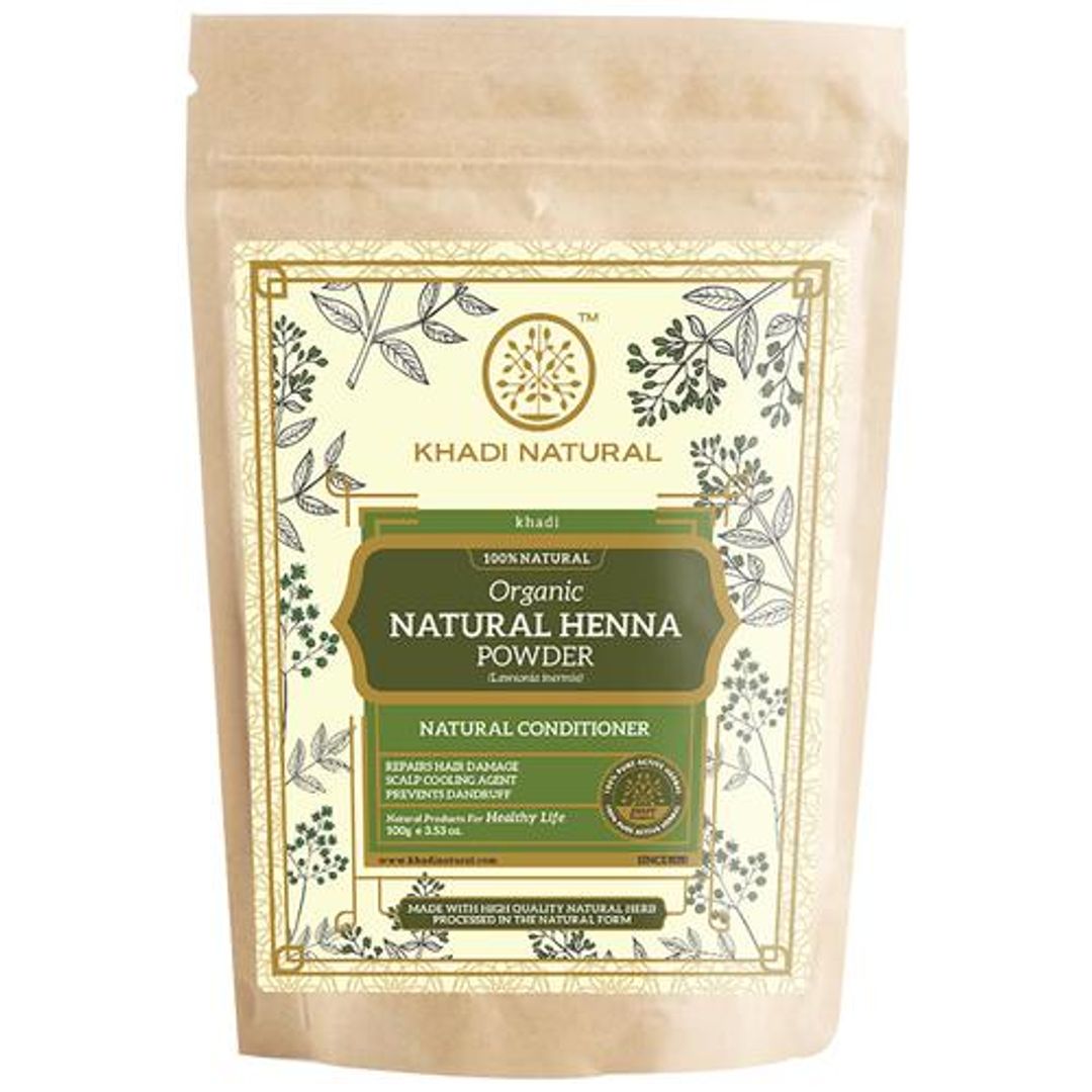 Khadi Natural Organic Natural Henna Powder - Cooling, For Hair Application, 100 g 