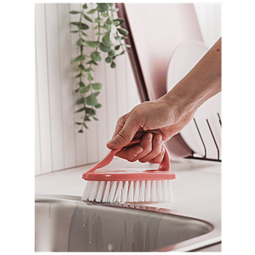 YORK Iron Shaped Floor & Tiles Scrubbing Brush - With Hard Bristles, Removes Stains, 1 pc  