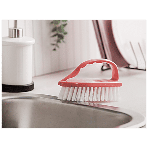 YORK Iron Shaped Floor & Tiles Scrubbing Brush - With Hard Bristles, Removes Stains, 1 pc  