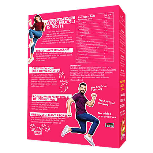 ASAP Muesli Wholegrain Breakfast - Rich In Fibre & Protein, Zero Sugar Added, Fruitz, 420 g  