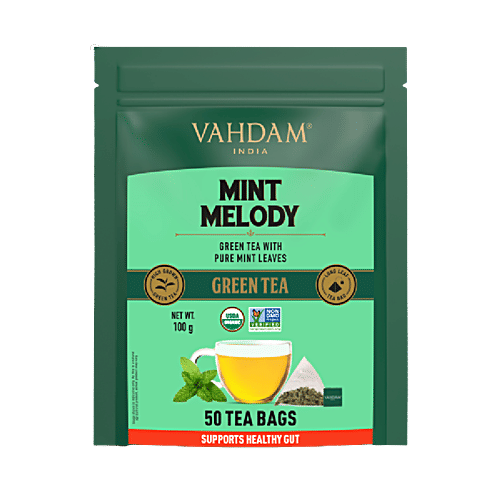 Buy Vahdam Mint Melody Green Tea Supports Healthy Gut, No Preservatives Online at Best Price