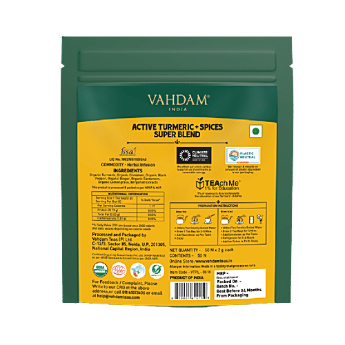 Buy VAHDAM Turmeric Spiced Herbal Tea Supports Immune Function