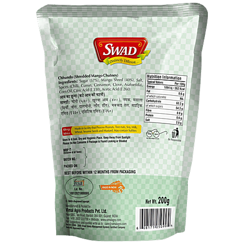 Swad Chhundo Pickle - Traditional Taste With Rich Flavour, 200 g Pouch 