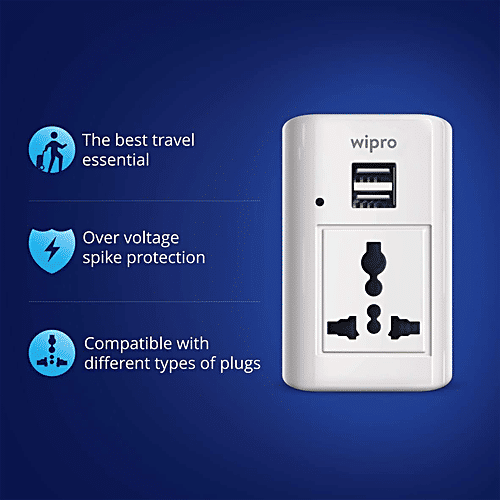 Wipro Northwest North West USB Multi Plug - Built In Surge Protection, Travel Friendly, 1 pc  