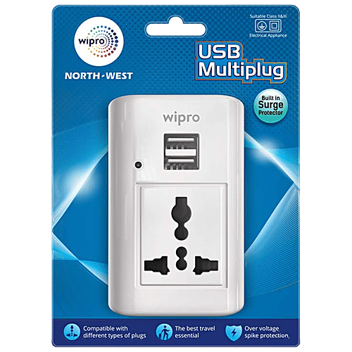 Wipro Northwest North West USB Multi Plug - Built In Surge Protection, Travel Friendly, 1 pc  
