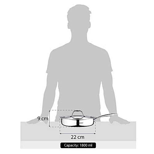Bergner Argent Tri-Ply Stainless Steel Saucepan - Induction Base, With Steel Lid & Handle 26 cm 2.5 mm, 3.1 l  