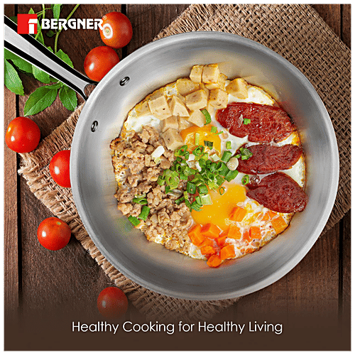 Bergner Stainless Steel Fry Pan - 3 Layer, Induction Base, 24 cm, 2.5 mm, with Handle, Argent, 1 pc