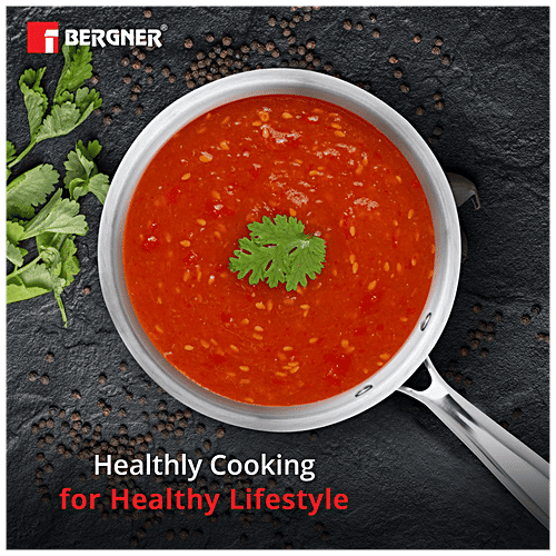 Bergner Tri-Ply Stainless Steel Saucepan - Induction Base, 14 cm, With Lid, Stainless Steel Handle, Argent, 1 L  