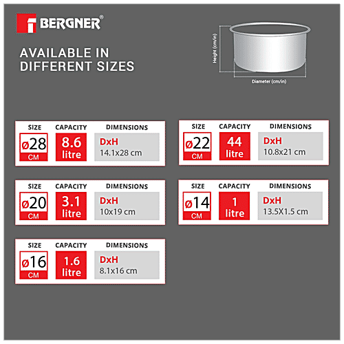 Bergner Argent Tri-Ply Stainless Steel Patila/Tope - Induction Base, With Lid, 20 cm, 3.1 L
