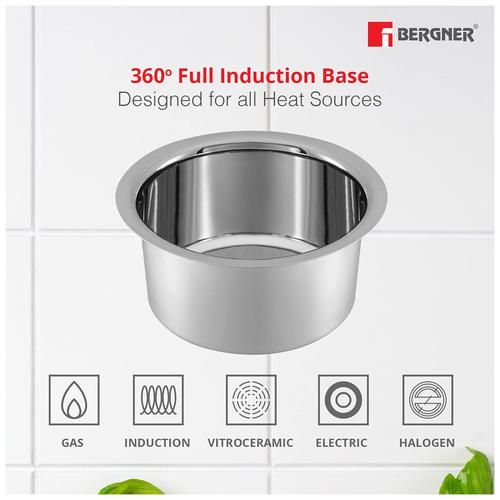 Bergner Essential Stainless Steel Patila/Tope - Induction Base, 16 cm, 1.8 L  