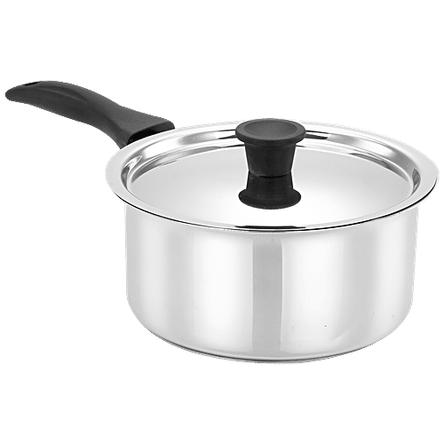 Bergner Essential Stainless Steel Saucepan - With Lid, 14 cm, Induction Base, Silver, 1 L  