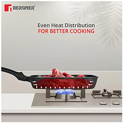 Bergner Aluminium Grill Pan - Non Stick Coated, 24 cm, Bakelite Handle, 1 pc