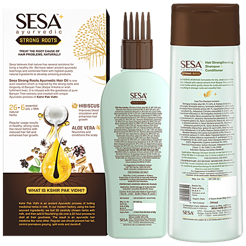 Sesa Strong Roots Oil & Hair Strengthening Shampoo Plus Conditioner - Repairs Damage, 2 pcs  