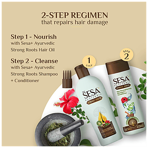 Sesa Strong Roots Oil & Hair Strengthening Shampoo Plus Conditioner - Repairs Damage, 2 pcs  