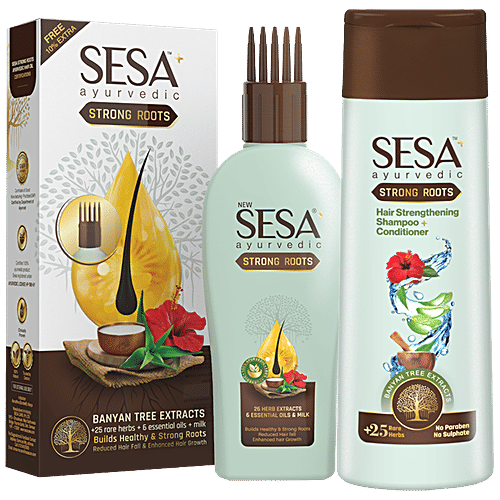 Sesa Strong Roots Oil & Hair Strengthening Shampoo Plus Conditioner - Repairs Damage, 2 pcs  