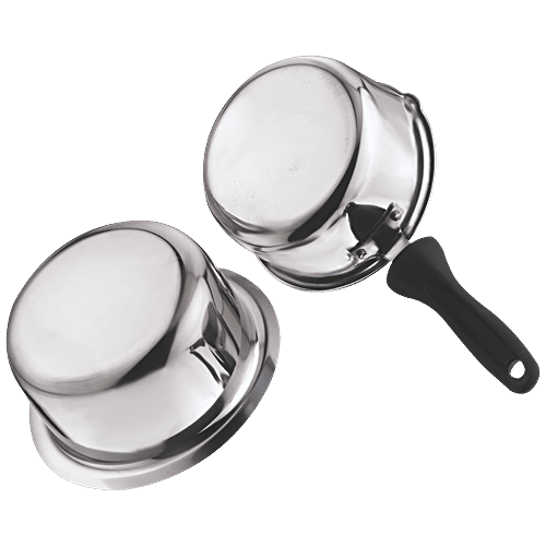 Kitchen Essentials Stainless Steel Cookware Set - Milk/Saucepan (15 cm), Patila/Tope (18 cm), 2 pcs (1 L + 1.25 L) 