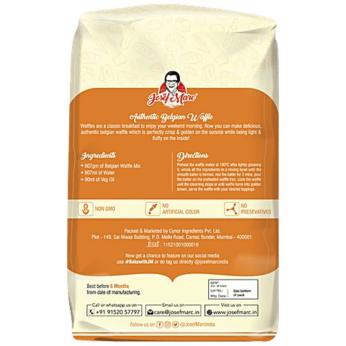 Josef Marc Authentic Belgian Waffle Mix - Traditional Swiss Recipe, 907 g