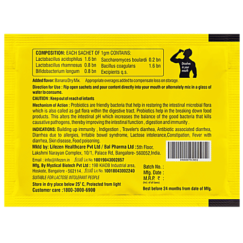 WonderPro Probiotic Supplement - Sugar Free, Delicious, Improves, Immunity, Banana Flavour, 1 g (30 Sachets x 1 g Each)