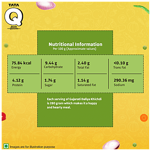 TATA Q Ready To Eat Gujarati Veg Daliya Khichdi - No Added Preservatives, 280 g Box