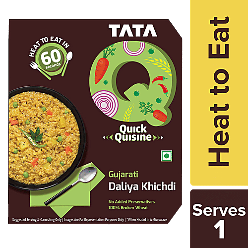 TATA Q Ready To Eat Gujarati Veg Daliya Khichdi - No Added Preservatives, 280 g Box
