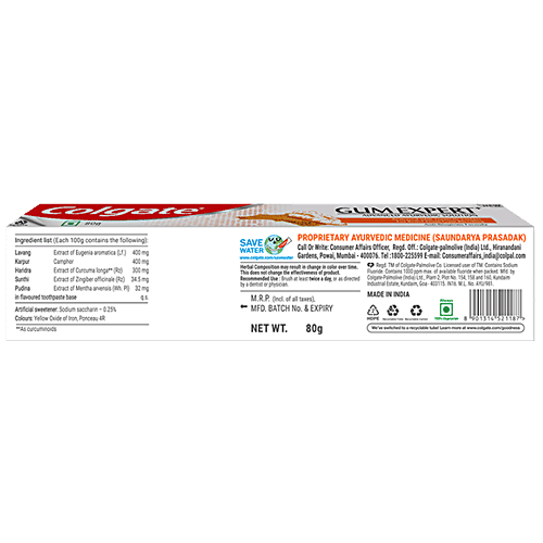 Buy Colgate Gum Expert Advanced Ayurvedic Solution Toothpaste, With Turmeric Extract For
