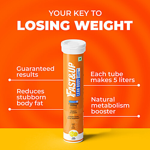 Fast&Up Lean Body Weight Loss Supplement Tablets For Faster Fat Burn, Lemon, 20 pcs Promotes Fat Burning, Supports Healthy Weight Management, Drop Fizz Drink, No Added Sugar