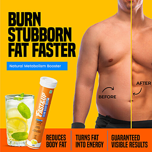 Fast&Up Lean Body Weight Loss Supplement Tablets For Faster Fat Burn, Lemon, 20 pcs Promotes Fat Burning, Supports Healthy Weight Management, Drop Fizz Drink, No Added Sugar