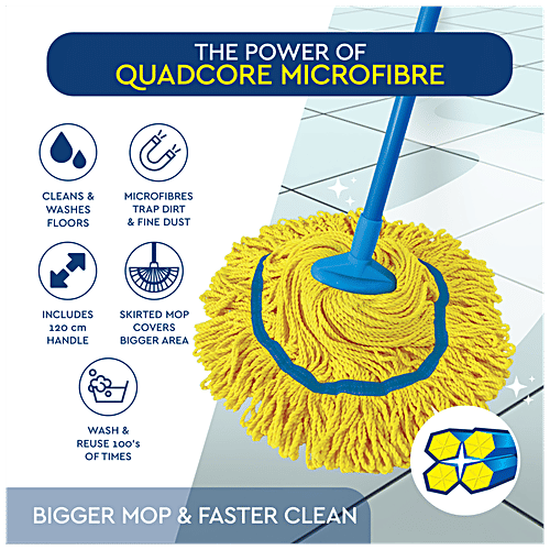Mr Gleam Magic Mop - Microfibre, With Rod, 4 ft, Yellow, 1 pc  