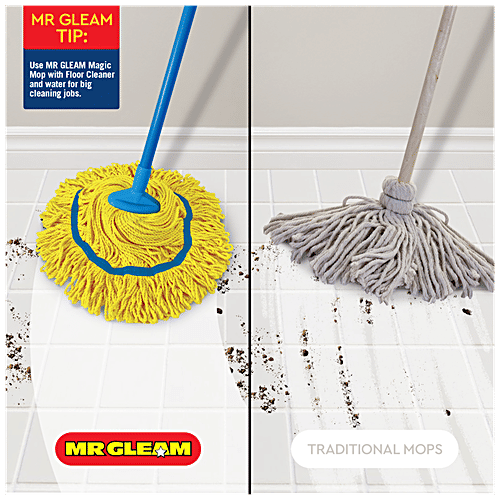 Mr Gleam Magic Mop - Microfibre, With Rod, 4 ft, Yellow, 1 pc  