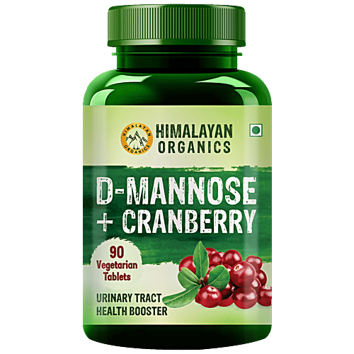 Himalayan Organics D-Mannose & Cranberry Dietary Supplement Tablets - For Healthy Urinary Tract, 90 pcs  