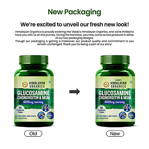 Vlado's Himalayan Organics Glucosamine Chondroitin MSM 4000 mg Tablets, 120 pcs  