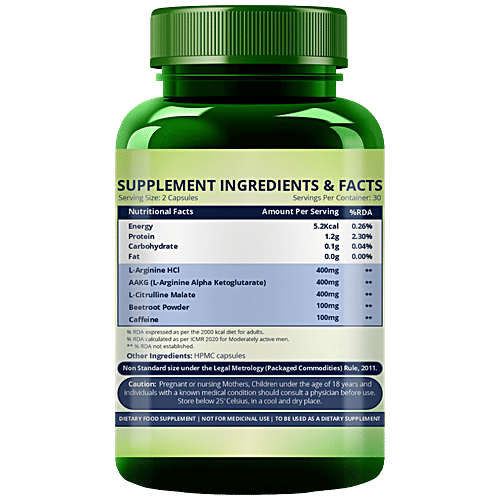 Vlado's Himalayan Organics Nitric Oxide Supplement 1400 mg Capsules, 60 pcs