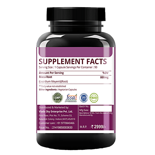 Simply Nutra Maca Root Dietary Supplement Capsules - For Hormonal Balance, Energy, 90 pcs  