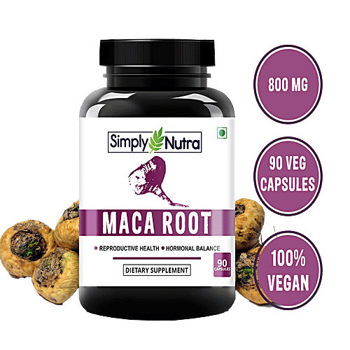 Simply Nutra Maca Root Dietary Supplement Capsules - For Hormonal Balance, Energy, 90 pcs  