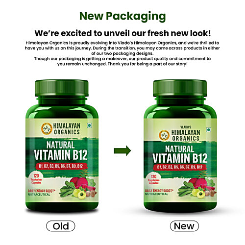 Vlado's Himalayan Organics Natural Vitamin B12 Capsules, 120 pcs