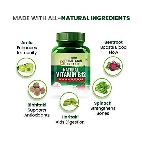 Vlado's Himalayan Organics Natural Vitamin B12 Capsules, 120 pcs