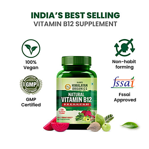 Vlado's Himalayan Organics Natural Vitamin B12 Capsules, 120 pcs