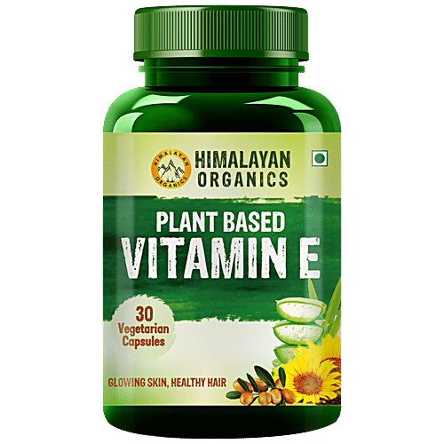 Himalayan Organics Plant Based Vitamin E Capsules - For Glowing Skin & Hair, 30 pcs  