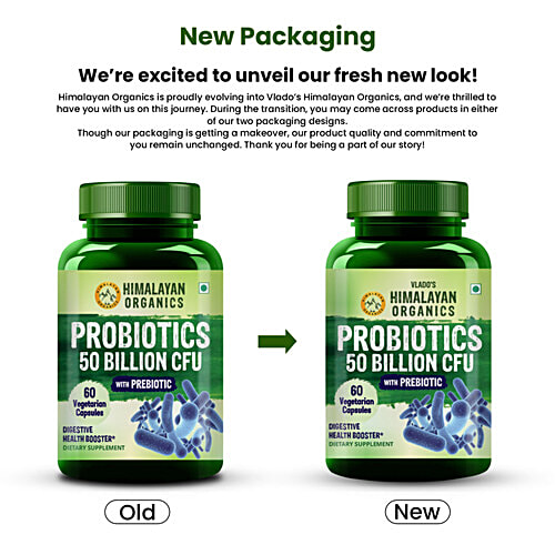 Vlado's Himalayan Organics Probiotics 50 Billion CPU Prebiotic Capsules, 60 pcs  