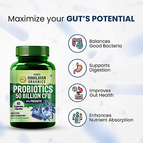 Vlado's Himalayan Organics Probiotics 50 Billion CPU Prebiotic Capsules, 60 pcs  